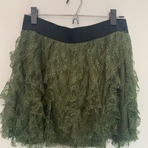 Express tulle ruffle mini skirt green like new